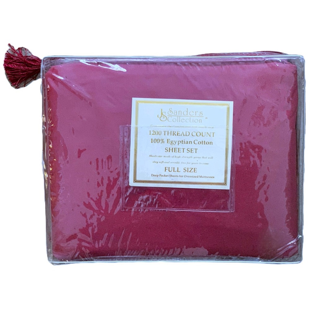 NEW Full / Double Burgundy Sheet Set 1200TC 100% Egyptian Cotton Sanders NOS pkg